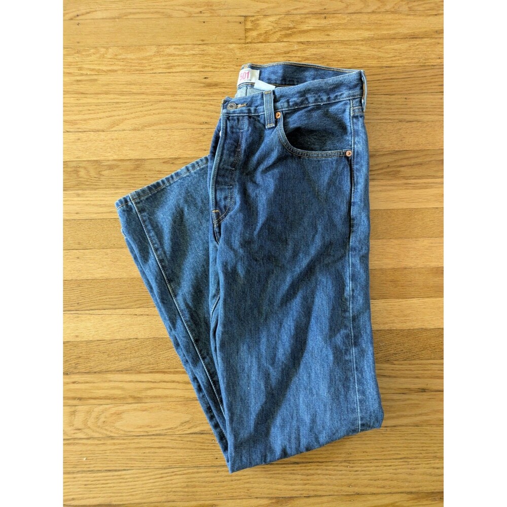 Levi's 501 Mens Jeans Original Straight Button Fly Medium Wash 100% Cotton 34x32